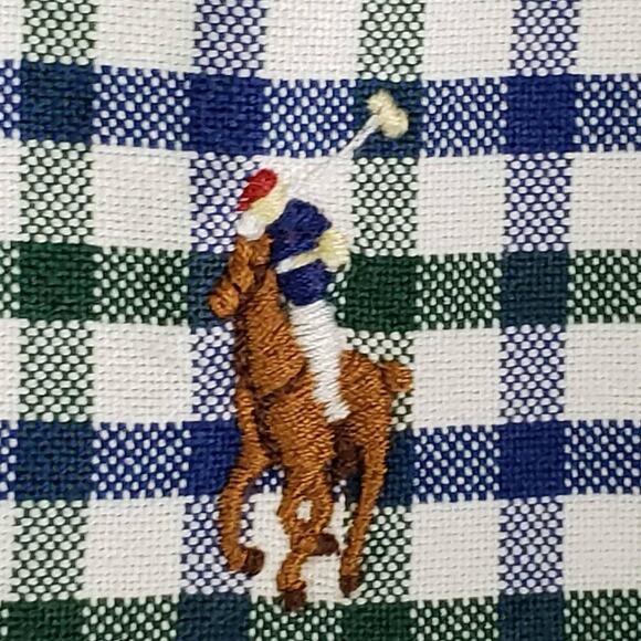 Polo Ralph Lauren Oxford Shirt Size Large L Green Blue Plaid LS Button Down - Picture 4 of 9